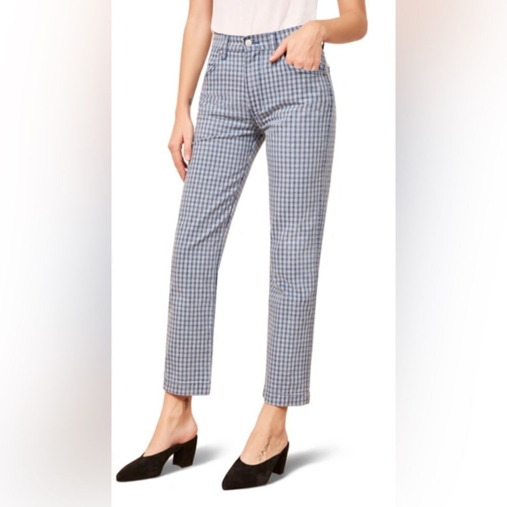 Reformation Valley Plaid Roper Straight Leg Jeans - 26